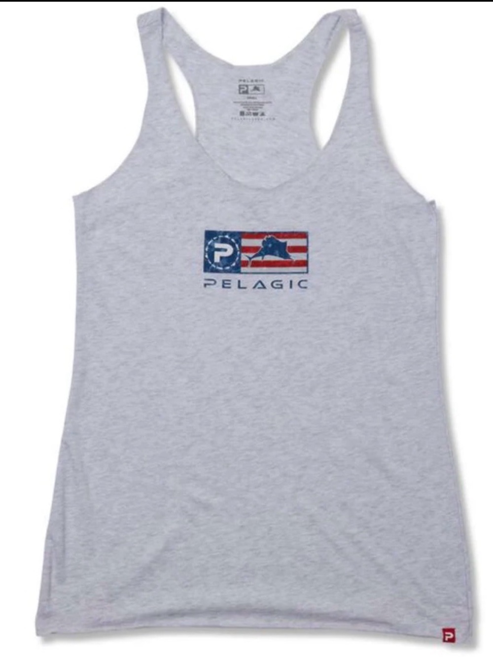 PELAGIC WOMEN'S AMERICAMO ICON PREMIUM TANK TOP- red & blue flag size L summer T